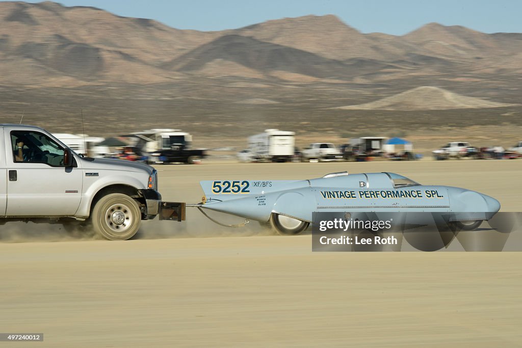 Land Speed Races Land speed racing atmosphere at El Mirage Lake on November 14, 2015 ...
