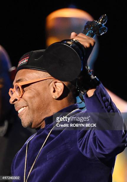 Director Spike Lee accepts his honorary Oscar award, during the 7th annual Governors Awards ceremony presented by the Board of Governors of the...