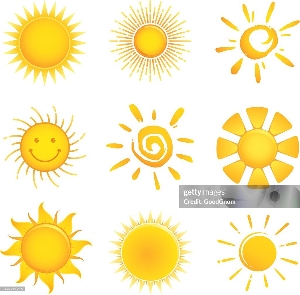 Conjunto de ícones do sol