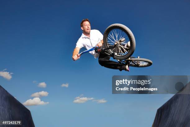 getting some major air - bicycle stunt stock pictures, royalty-free photos & images