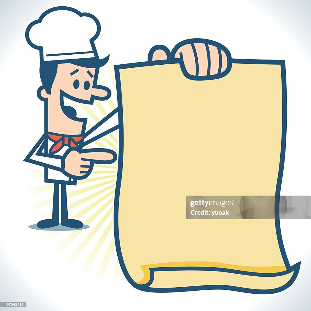 Chef holding menu