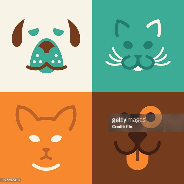 cat and dog pet symbols - animal head stock illustrations