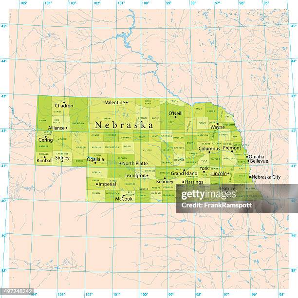 ilustrações, clipart, desenhos animados e ícones de nebraska vetor mapa - omaha