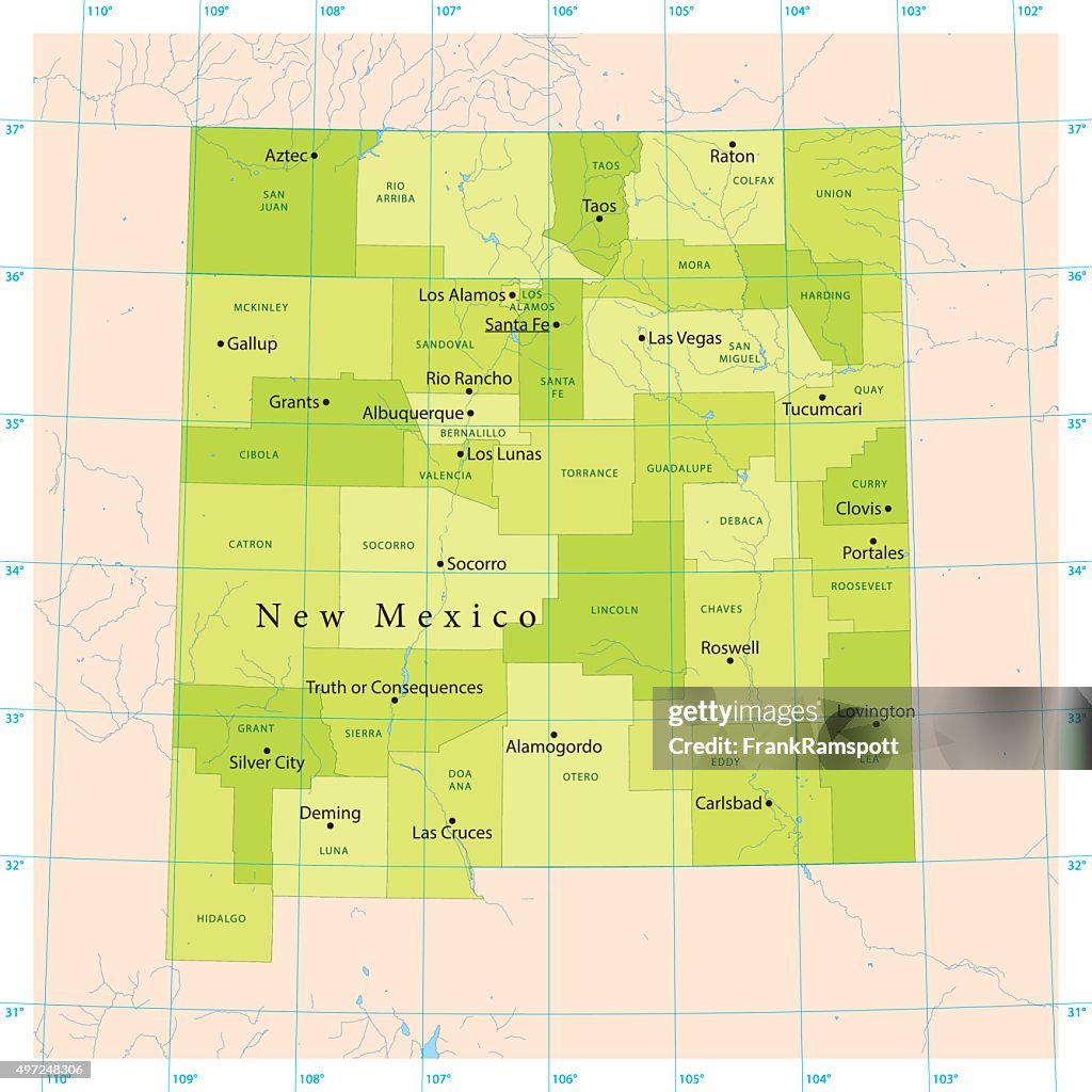 Carte vectorielle Nouveau-Mexique