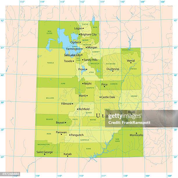 utah vector map - utah state stock illustrations