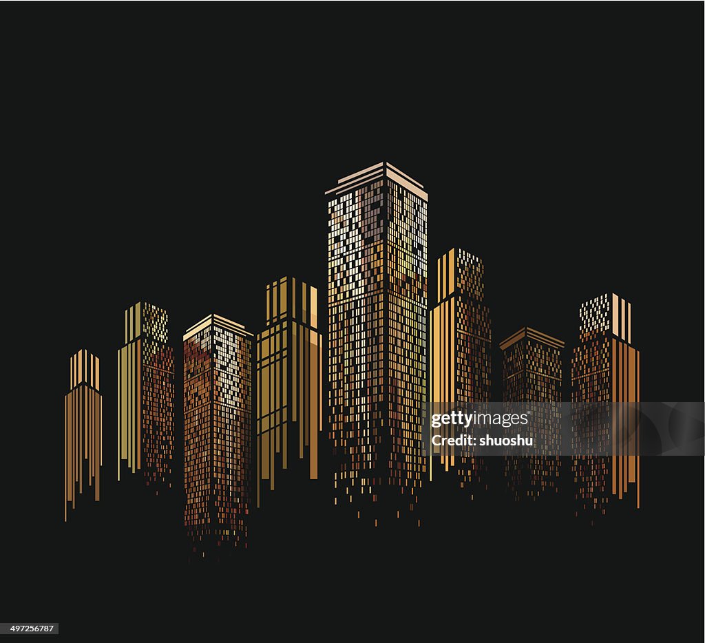 Abstract Colorful Modern Building Pattern With Black Background High ...