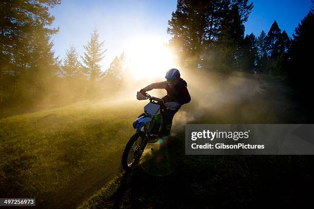 motocross trail rider - motorbike ride stockfoto's en -beelden