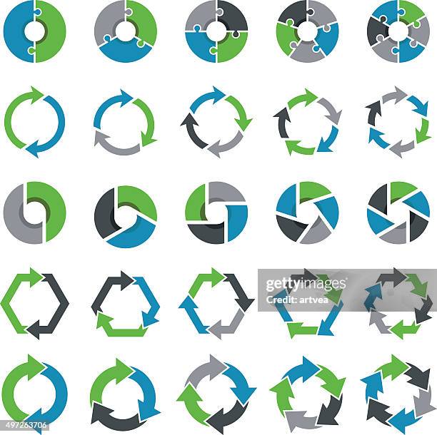 infographic elements and arrow set - circle puzzle stock illustrations