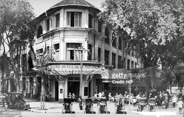 The Grand Hotel de la Rotonde in Saigon , Vietnam, circa 1900.