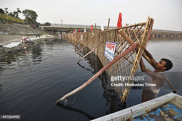 Preparation for the upcoming Chhath festival is in full swing at Yamuna ghat, ITO,on November 15, 2015 in New Delhi, India.