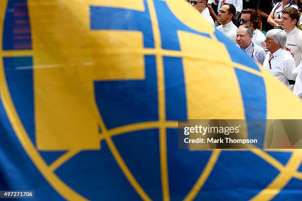 Supremo Bernie Ecclestone, President of the FIA, Jean Todt, Max Verstappen of Netherlands and Scuderia Toro Rosso, Fernando Alonso of Spain and...