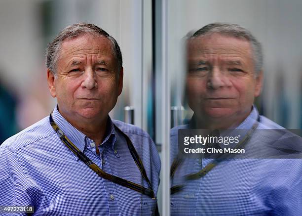 President of the FIA, Jean Todt looks on in the paddock before the Formula One Grand Prix of Brazil at Autodromo Jose Carlos Pace on November 15,...