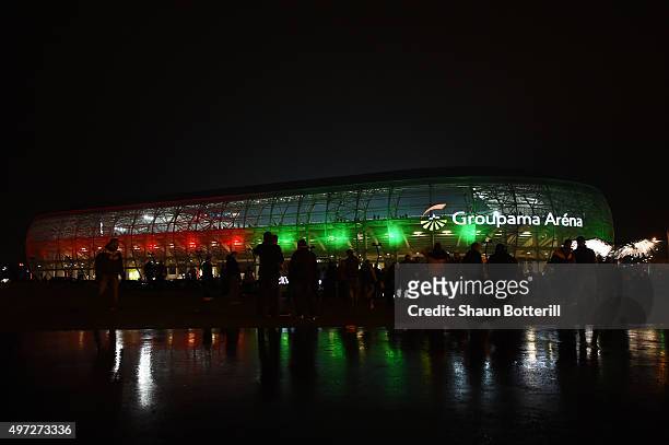 General view of the stadumprior to kickoff during the UEFA EURO 2016 Qualifier Play-Off, second leg match between Hungary and Norway at Groupama...