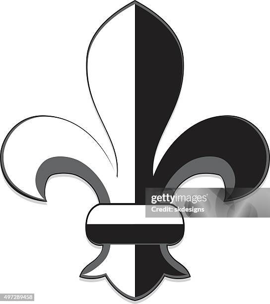 fleur de lys symbol, design element: black and white - fleur de lys 幅插畫檔、美工圖案、卡通及圖標