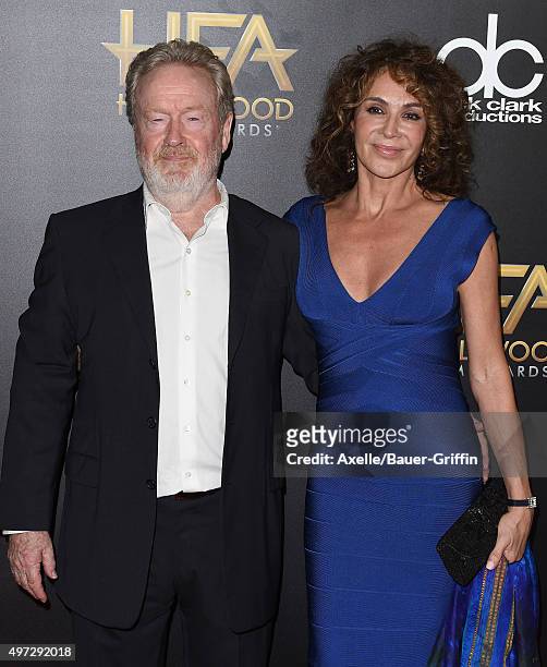 Director Ridley Scott and Giannina Facio arrive at the 19th Annual Hollywood Film Awards at The Beverly Hilton Hotel on November 1, 2015 in Beverly...