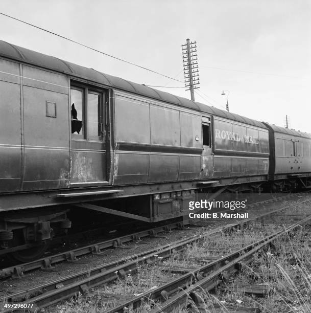 The crime scene at Sears Crossing, Ledburn, Buckinghamshire, after the Great Train Robbery, 8th August 1963. A Royal Mail train was held up and over...