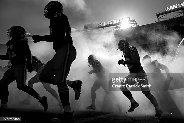 The Washington Redskins are introduced before playing the New Orleans Saints at FedExField on November 15, 2015 in Landover, Maryland. The Washington...