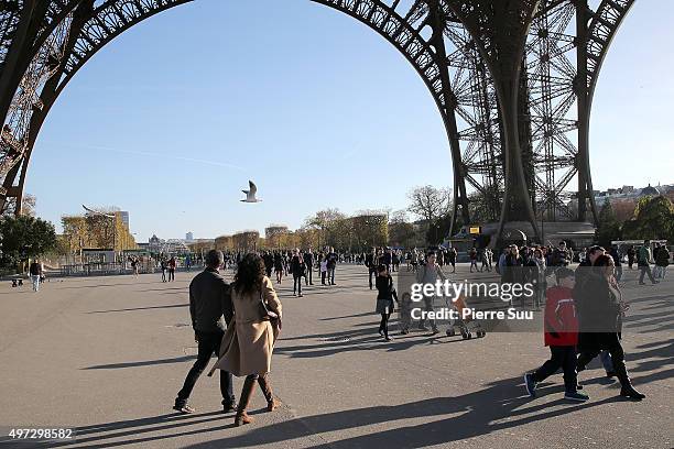 The Eiffel tower is closed for security reasons and guarded by police following Friday's terrorist attack on November 15, 2015 in Paris, France. As...