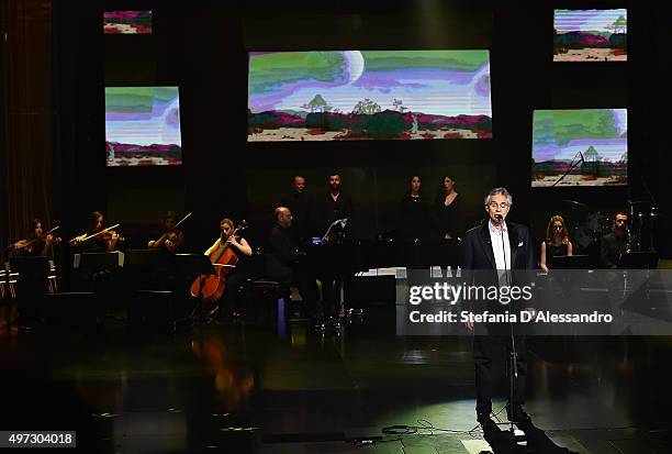 Singer Andrea Bocelli attends 'Che Tempo Che Fa' Tv Show on November 15, 2015 in Milan, Italy.