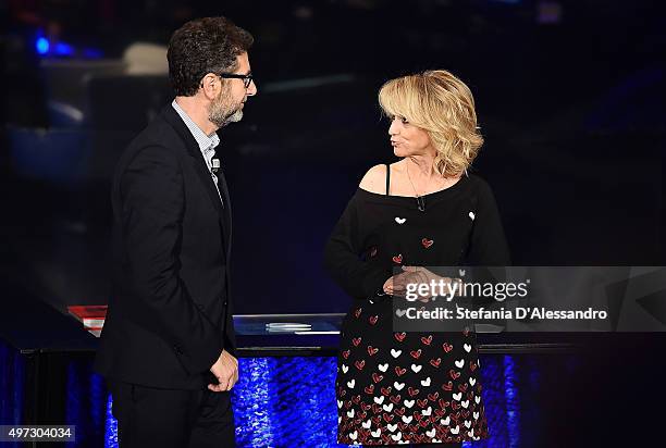 Fabio Fazio and Luciana Littizzetto attend 'Che Tempo Che Fa' Tv Show on November 15, 2015 in Milan, Italy.