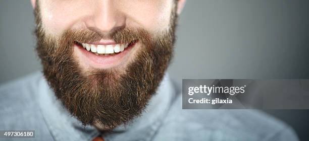 smiling bearded man. - man baard stockfoto's en -beelden
