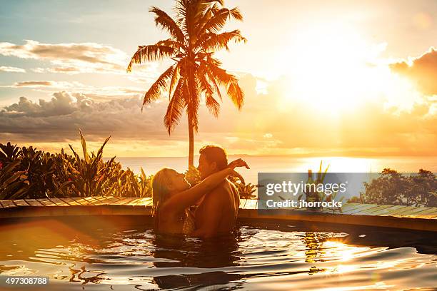 romantic couple on vacation - honeymoon beach fiji stock pictures, royalty-free photos & images