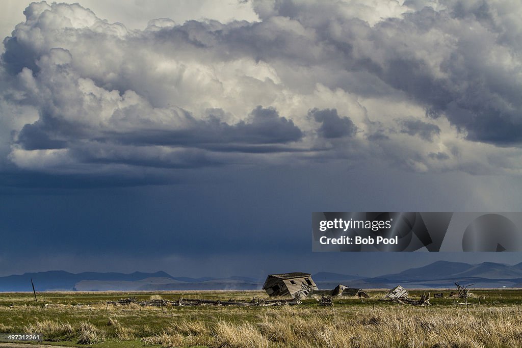 Storm clouds over the central Oregon desert