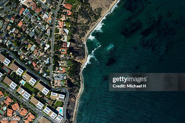 an aerial view of  suburbian housing and nature - california suburb stock pictures, royalty-free photos & images