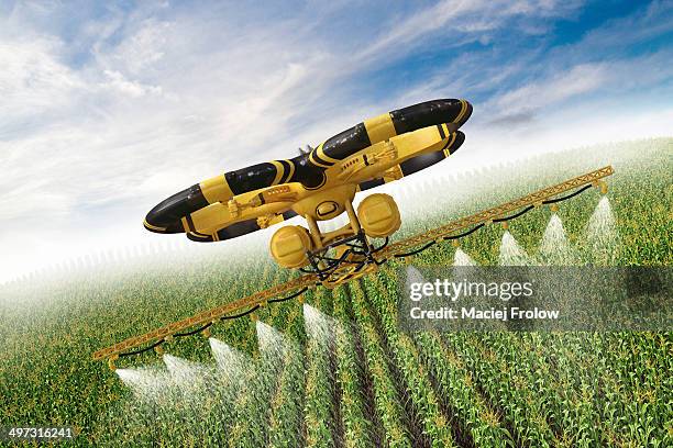 utility drone flying  above a corn field - drone agriculture stock illustrations