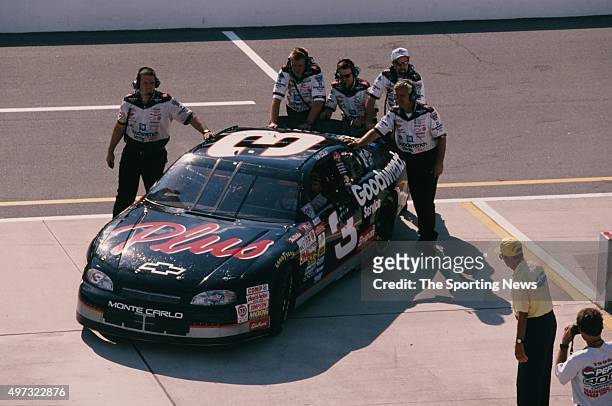 Dale Earnhardt drives during the NASCAR Brickyard 400 on August 1, 1998.