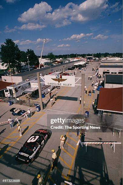 Dale Earnhardt drives during the NASCAR Brickyard 400 on August 1, 1998.