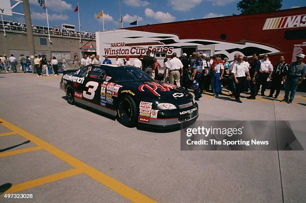 Dale Earnhardt drives during the NASCAR Brickyard 400 on August 1, 1998.