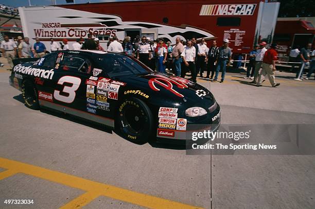 Dale Earnhardt drives during the NASCAR Brickyard 400 on August 1, 1998.