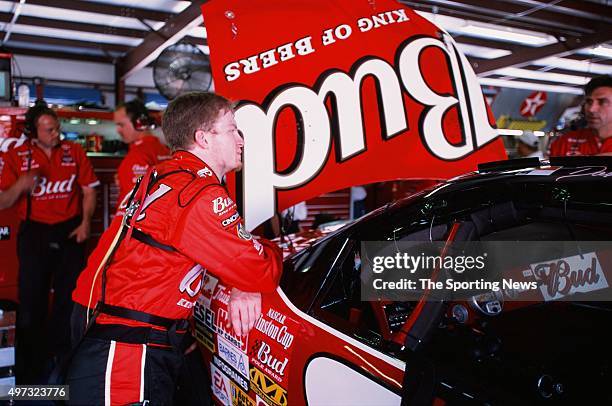Dale Earnhardt, Jr. Looks on during the Aarons 499 on April 19, 2002.