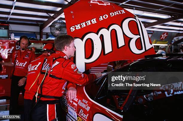Dale Earnhardt, Jr. Looks on during the Aarons 499 on April 19, 2002.
