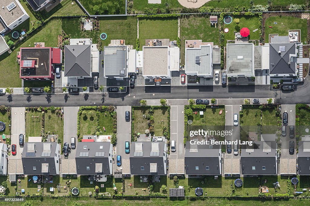 Aerial view of housing development