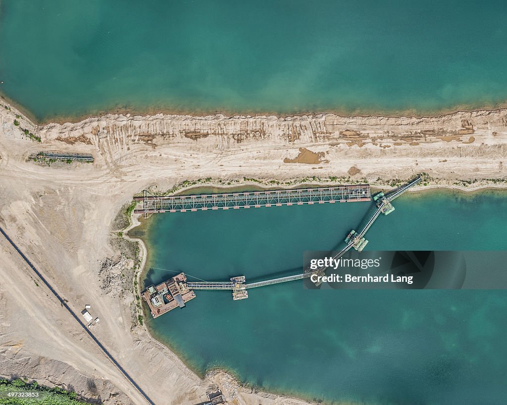 Aerial view of quarry pond