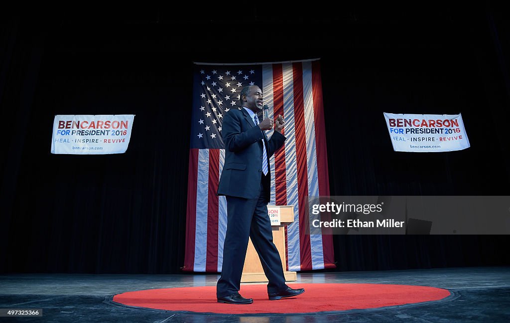 Republican Presidential Candidate Ben Carson Campaigns In Las Vegas Area