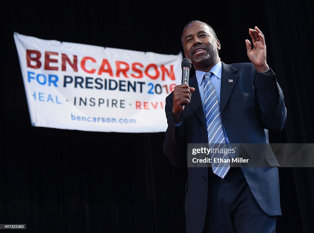 Republican Presidential Candidate Ben Carson Campaigns In Las Vegas Area