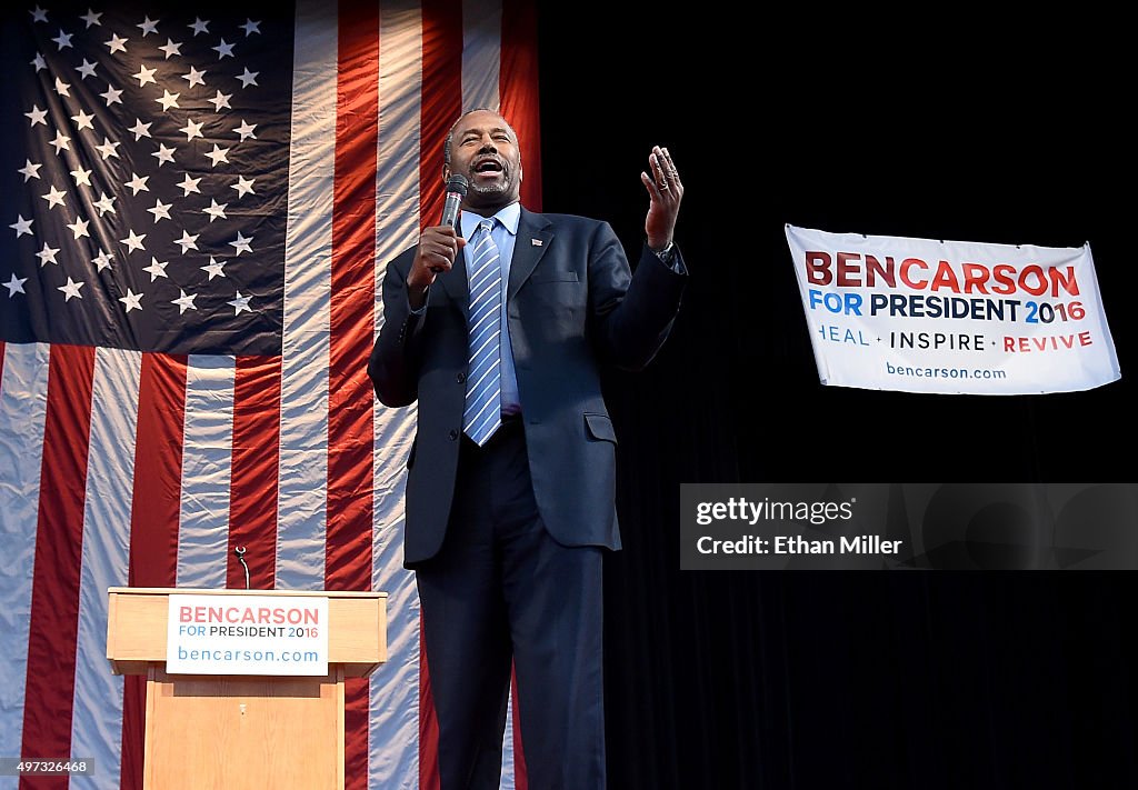 Republican Presidential Candidate Ben Carson Campaigns In Las Vegas Area