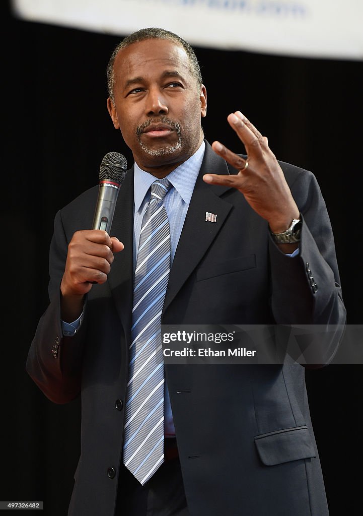 Republican Presidential Candidate Ben Carson Campaigns In Las Vegas Area