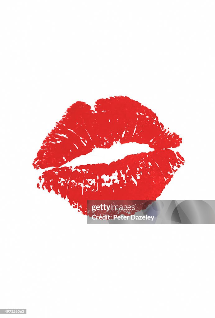 Kissing red lipstick lips