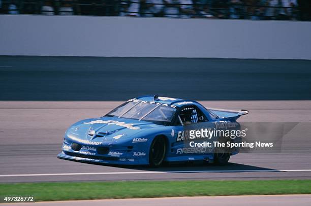 Dale Earnhardt drives during the NASCAR Brickyard 400 on August 1, 1998.