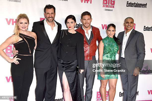 Actors Katherine Bailess, James LaRosa, Jodi Lyn O'Keefe, Adam Senn, Valery Ortiz, and Jonathan McDaniel attend VH1 Big In 2015 With Entertainment...
