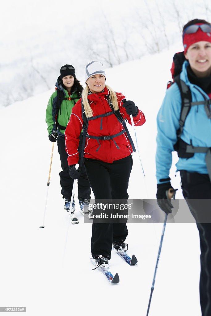 Women skiing, Lapland, Sweden