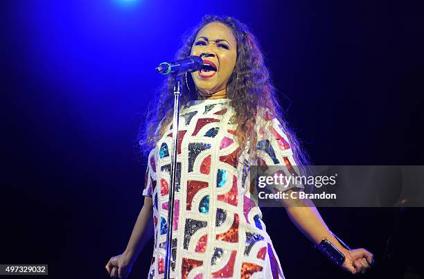 Erica Campbell performs on stage at the O2 Shepherd's Bush Empire on November 15, 2015 in London, England.