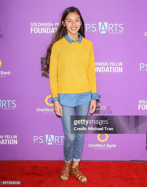 Olivia Rodrigo arrives at the P.S. ARTS presents Express Yourself 2015 held at Barker Hangar on November 15, 2015 in Santa Monica, California.