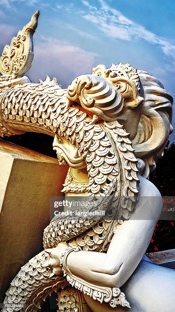 Tailândia, Nordeste, Close-up da Estátua de Leão fatídico