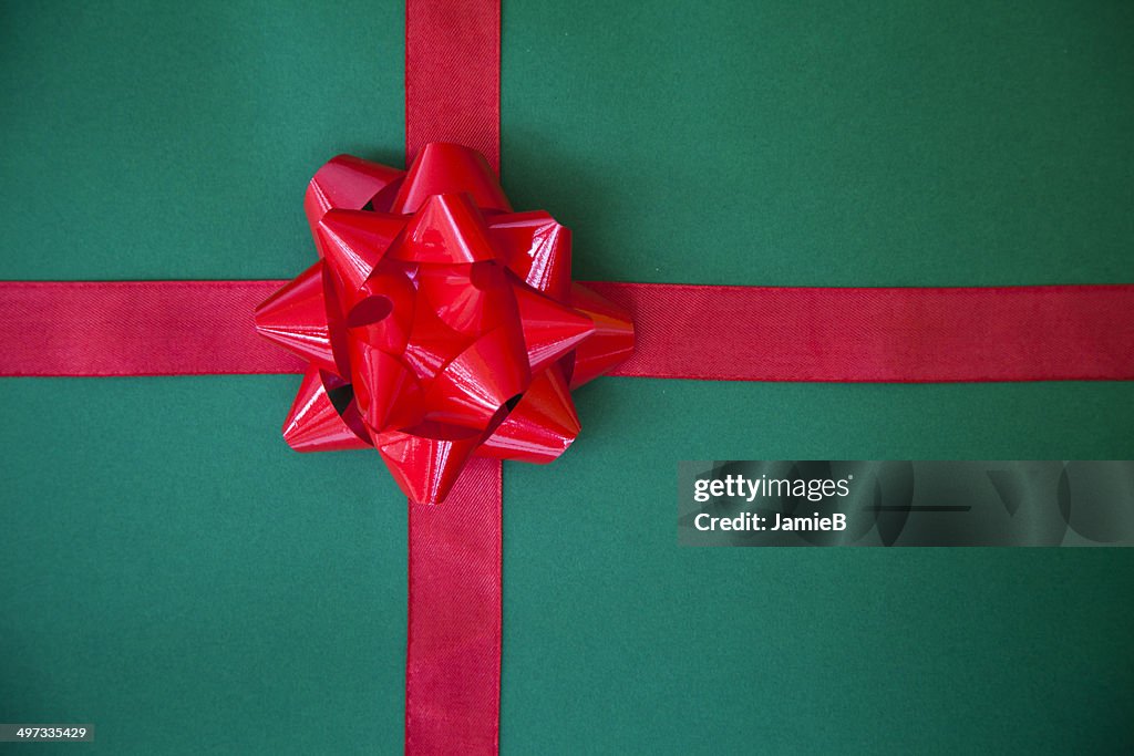 Wrapped gift with a red bow