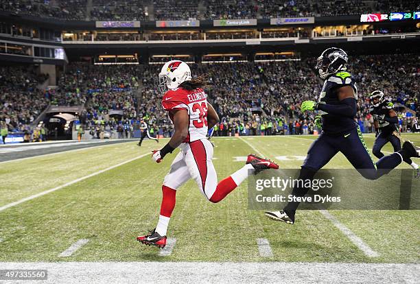 Andre Ellington of the Arizona Cardinals rushes for a 48-yard touchdown during the fourth quarter against the Seattle Seahawks at CenturyLink Field...